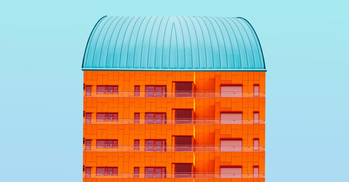 orange and blue building