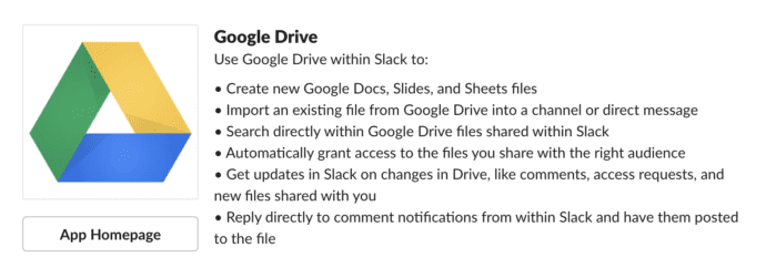 set up slack integration with google drive
